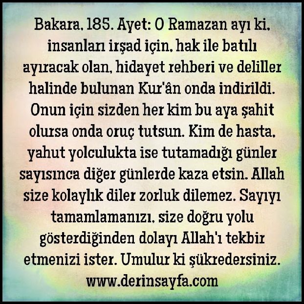 Ramazanla ilgili ayetler