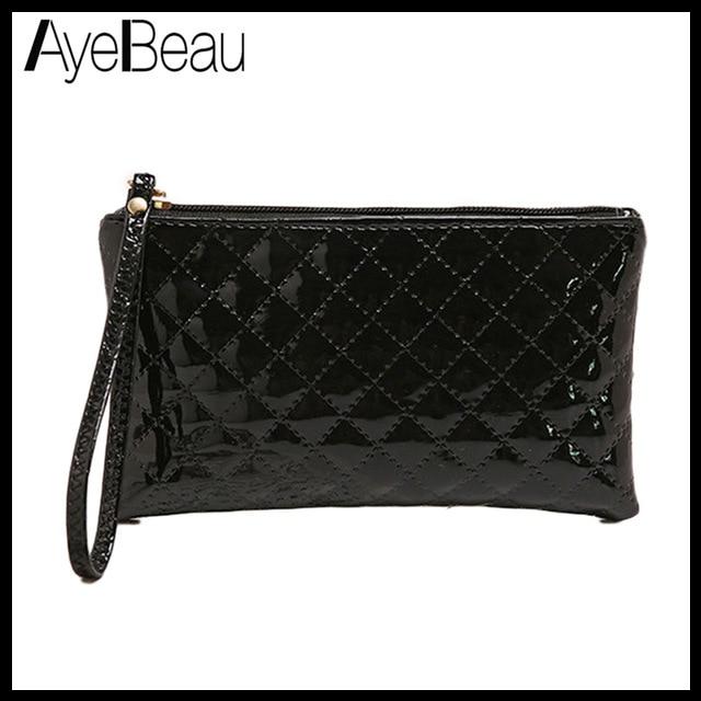 Siyah deri clutch çanta